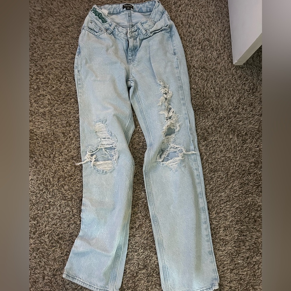Playboy straight leg ripped jeans